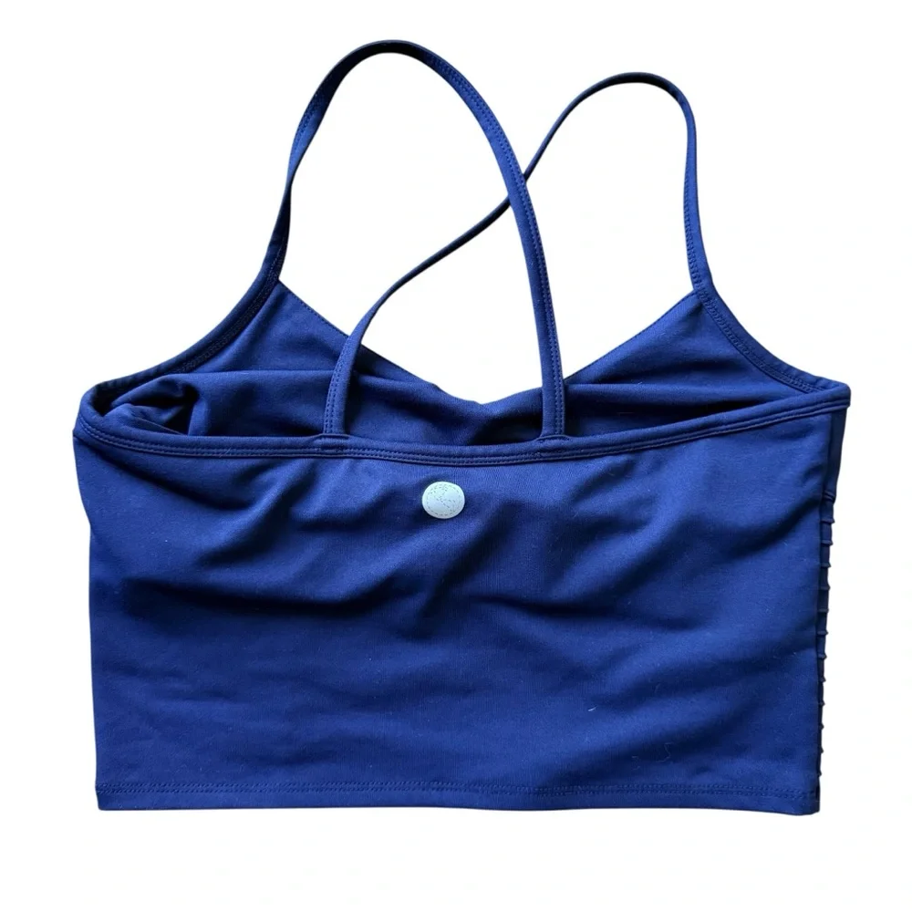 Threads 4 Thought Jax Crop Top Raw Denim Navy Blue Size Small Women’s Sports Bra